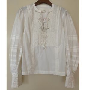 Delilah Pleated Lace Peasant Blouse